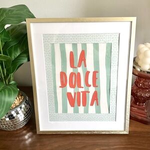 La Dolce Vita Italian Mint Stripe Canvas Print Wall Art Poster Framed Italian